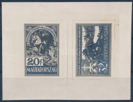 1936 Budavár 20f és 32f ebben a formában meg nem valósult bélyegtervek nyomdai fotója. Rendkívül ritka!!