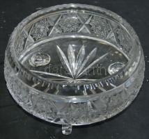 Kristály tál lábakkal / Old chrystal tray on legs d:20 cm
