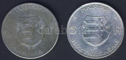 1947. 5Ft Ag "Kossuth" (2x) T:2,3