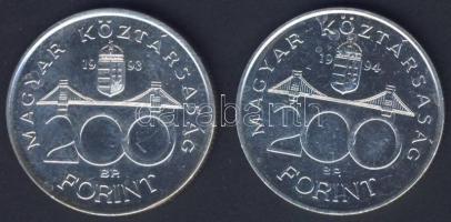 1993-1994. 200Ft "MNB"-"Deák" (2x) Ag T:2