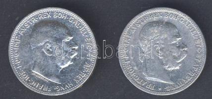 Ausztria 1893. 1K + 1914. 1K "Ferenc József" Ag T:2-/3