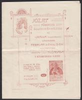 cca 1900 cca 1890 József főherceg Sanatorium szecessziós meghívó műsorral 17x21 cm