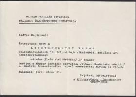 1973 A Lichtenwörthi koncentrációs tábor túlélői csoportjának meghívója és 4 db kép a táborról + 1 i...
