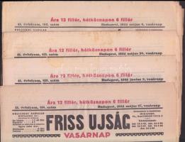 1934 9 db Friss Újság Vasárnapja magazinja színes magazin