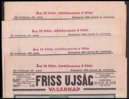 1934-35 9 db Friss Újság Vasárnapja magazinja színes magazin