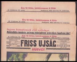 1934-35 4 db Friss Újság Vasárnapja magazinja színes magazin + 2 db képregénymelléklet
