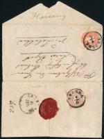 1861 1858-as 10kr és 1861-es 5kr vegyes bérmentesítés levélen "THORDA"