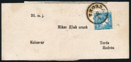 ~1855 Hírlapbélyeg teljes címszalagon / Newspaper stamp on complete wrapper "THORDA"
