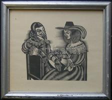 Molnár-C. Pál (1894-1981): Cyrano de Bergerac, fametszet-papír, keretben 23x21 cm
