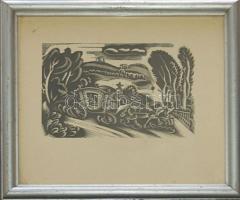 Molnár-C. Pál (1894-1981): Cyrano de Bergerac, fametszet-papír, keretben 23x21 cm