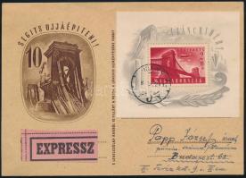 1948 Lánchíd II blokk Lánchíd újjáépítés expressz levelezőlapon
