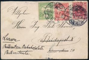 1913 Németországból érkezett levél Turul bélyegekkel újra bérmentesítve Svájcba