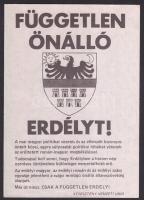 cca 1945 Független Önálló Erdély irredenta szórólap