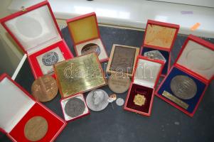 Kis zacskónyi régi szocialista kitüntetések, plakettek és eredeti tokok T:vegyes