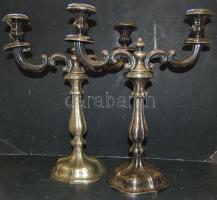 ~1880  2 db Bachmann jelzéssel ellátott alpakka szétszedhető gyertyatartó, 1 vagy 2 ágúként is használhatóak 42 cm