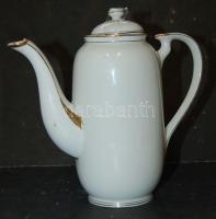 Jelzés nélküli porcelán teás kiöntő 18 cm magas, aranyozott