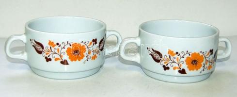 2 db Alföldi jelzéssel ellátott kétfüles teáscsésze