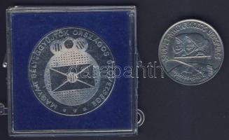 1980. 100Ft "Szovjet-magyar űrrepülés" + 1984. "MABÉOSZ" emlékérem eredeti plasztiktokban T:2,PP