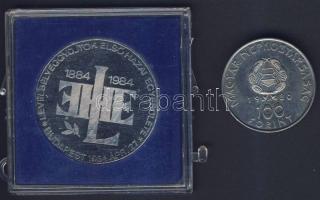 1980. 100Ft "Szovjet-magyar űrrepülés" + 1984. "MABÉOSZ" emlékérem eredeti plasz...