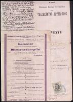 Kis régi hagyaték tétel okmánybélyegekkel, különféle bélyegzésekkel, aláírásokkal