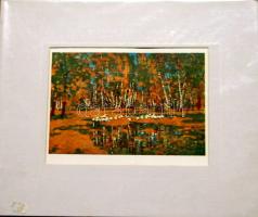 cca 1910 Rippl Rónai József (1861-1927): Virágos táj, kőnyomat-papír, jelzett, 21x26 cm paszpartuban Megjelent a Díszítőművészet c. lap mellékleteként