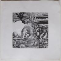 Töreky Ferenc (1922- ): Erotikus témájú, szürrealisztikus grafika, 50x50 cm (középen hajtva - elölről nem látszik)