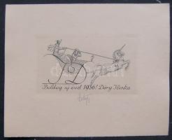 1936 Ismeretlen jelzéssel: Ex libris, rézkarc-papír, jelzett 15x12 cm