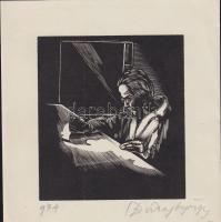 1934 Buday György (1907-1990): Fametszet-papír, ceruzával jelzett, sorszámozott (17.) 15x15 cm