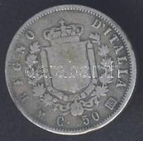 Olaszország 1863M-BN. 50c Ag T:3