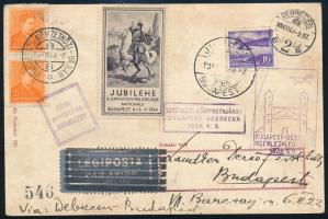 1934 Légi levelezőlap Jubilehe levélzáróval