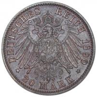 Német Birodalom / Poroszország 1890A 20M Cu "II. Vilmos" PRÓBAVERET (4.07g) T:1/1- RR!
Ger...