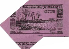 Ausztria 1920 Biedermannsdorf 50h látványos tévnyomat / Spectacular error T:I