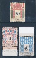 1994 Népművészet 11Ft, 40Ft és 50Ft 12 1/4 : 12 3/4 fogazással sihl papíron (27.000)