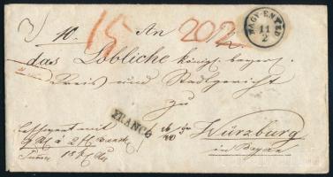 1853 Franco pénzeslevél, benne teljes levéltartalom "NAGY-ENYED" - Würzburg