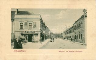 Karánsebes main street with the shop of Reisz