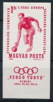 1964 Évfordulók-események Teke EB "Verso Tokyo" vágott szelvényes bélyeg (40.000)