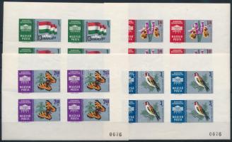 1961 Nemzetközi bélyegkiállítás ezüst vágott kisívsor, 3 kisív azonos 676-os sorszámmal