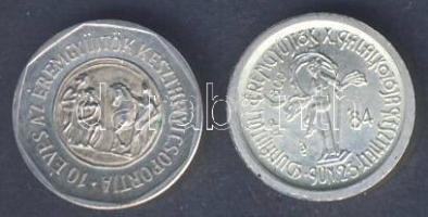 1979-1984 Keszthely emlékérmek (2x) az Éremgyűjtők alapításának 10. és 15. évfordulója alkalmából T:BU