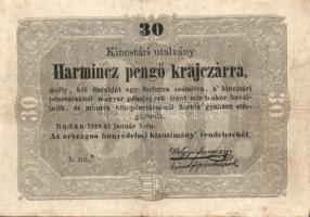 1849 30kr "Kossuth-bankó" "*"-gal! T:II/III
