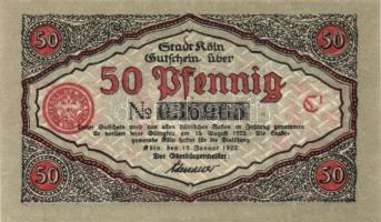 Német Birodalom / Weimari Köztársaság / Köln 1922. 50Pf (3x) 3 klf db teljes sor + Schwaan 1922. 10Pf + 25Pf + 50Pf T:I