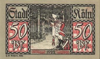 Német Birodalom / Weimari Köztársaság / Köln 1922. 50Pf (3x) 3 klf db teljes sor + Schwaan 1922. 10P...