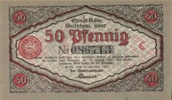 Német Birodalom / Weimari Köztársaság / Köln 1922. 50Pf (3x) 3 klf db teljes sor + Schwaan 1922. 10P...