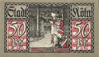 Német Birodalom / Weimari Köztársaság / Köln 1922. 50Pf (3x) 3 klf db teljes sor + Schwaan 1922. 10P...