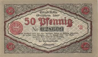 Német Birodalom / Weimari Köztársaság / Köln 1922. 50Pf (3x) 3 klf db teljes sor + Schwaan 1922. 10P...