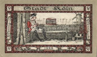 Német Birodalom / Weimari Köztársaság / Köln 1922. 50Pf (3x) 3 klf db teljes sor + Schwaan 1922. 10P...