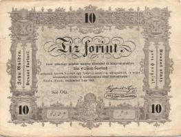 1848 "Kossuth bankó" 10Ft T:III- (szakadás)