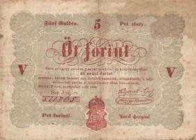 1848 5Ft "Kossuth bankó" piros T:III-