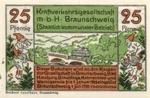 Német Birodalom / Weimari Köztársaság / Braunschweig 1922. 25Pf + 75Pf + 1,60M 3 klf db, teljes sor ...