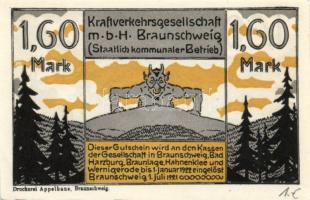 Német Birodalom / Weimari Köztársaság / Braunschweig 1922. 25Pf + 75Pf + 1,60M 3 klf db, teljes sor ...