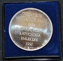 1991. II. János Pál pápa látogatása Magyarországon Ag emlékérem T:PP eredeti tokban! / 31,5g